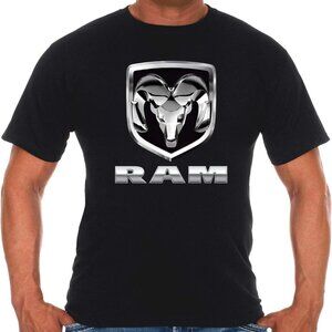 JH Design Men's Dodge RAM Chrome Logo Short Sleeve T-Shirts Black Gray Colo